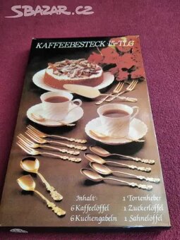 SOUPRAVA KE KÁVĚ - 15ti dílná. Zlaceno, nepoužito. - 3