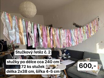 Svatební výzdoba - stužkové řetězy pastelové - 3