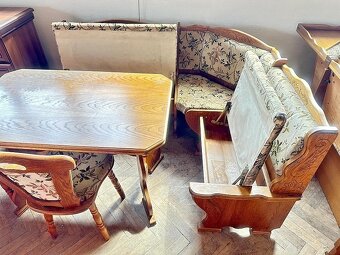 906 Rustikální jídelní set rohová lavice rozkládací stůl - 3