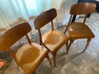 3ks retro dřevěná židle TON - 3