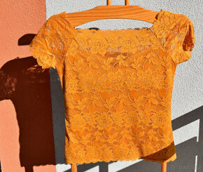 Krajkový oranžový top s podšívkou vel.S, M - 3