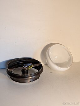 mosazný starý lustr stropnice lampa, bílé stínidlo - 3