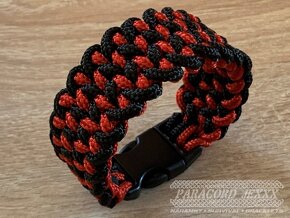 PARACORD náramek (17 cm) red - black - 3