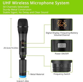 Přenosný 4kanálový bezdrátový mikrofonní systém LiNKFOR UHF - 3