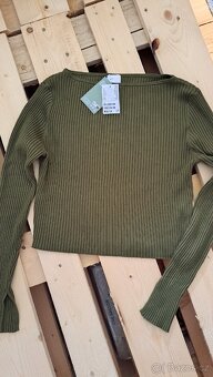 Módní khaki svetřík H&M,vel.L - 3