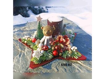 Vánoční dekorace - věnec, svícen, stromeček - 3