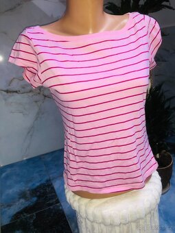 tricko#  prouzky# H&M# ruzova - 3
