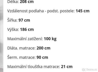 Vyvýšená patrová postel kovová IKEA SVARTA. - 3