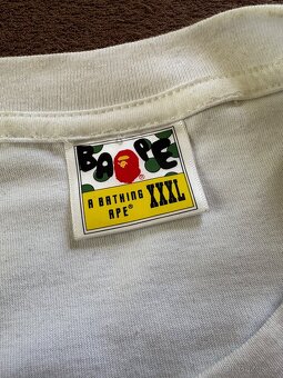 Bape tričko bílé s modrým logem A Bathing Ape - 3