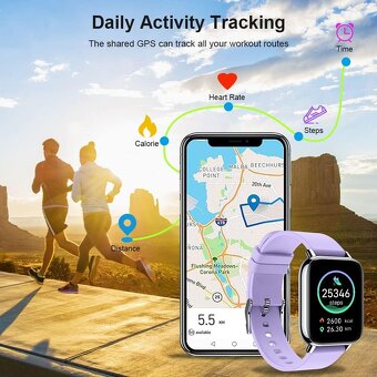 Chytré hodinky Molocy P32D – 1,69" HD, IP68 v CZ - fialové - 3