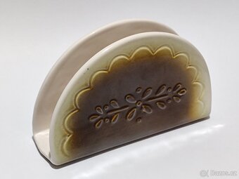 Retro stojan na ubrousky, starý, keramika, ČSSR, pošta 79.- - 3