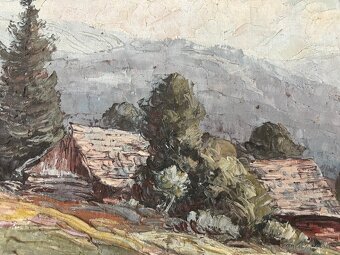 Obraz Valašské chalupy, olejomalba 44x50 - 3