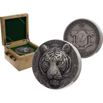 Stříbrná 5 oz mince Tygr - Big Five Asia High Relief 2021 - 3