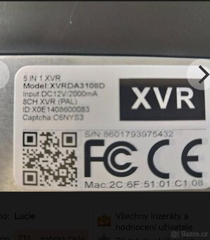 Kamerový systém - rekordér Zonevay 3108 - 3