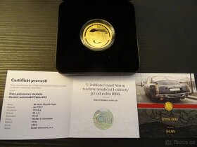 Zlatá půluncová medaile Osobní automobil Tatra 603 proof - 3
