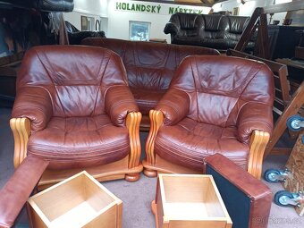 Rustikální kožená sedací souprava - rozkládací . - 3