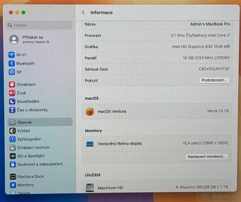 MacBook Pro 15” 2017/16GB RAM/Intel i7/1T SSD/ Záruka - 3
