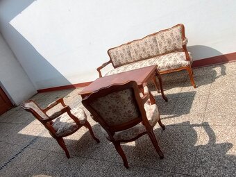 Sedací souprava, sofa, 2 křesla, stolek, baroko - 3
