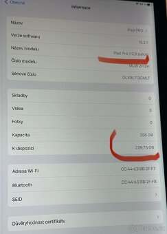 Prodám Apple iPad Pro 12,9” GRAY - 256 GB. - 3