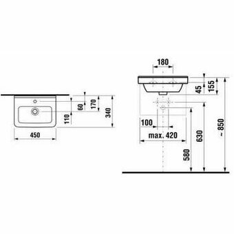 Umyvadlo Jika Cubito Pure 450×340 mm s otvorem - 3
