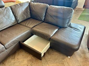 293 Kožená rohová sedací souprava sedačka tvar U rozkládací - 3