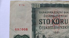 Bankovka 100 Kčs 1961 serie T - 3