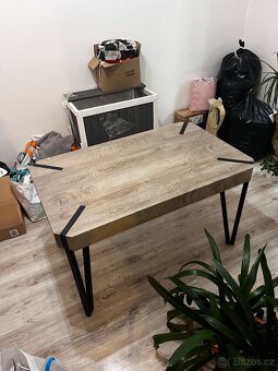 jídelní stůl - industriální styl, kovové nohy s masivní desk - 3