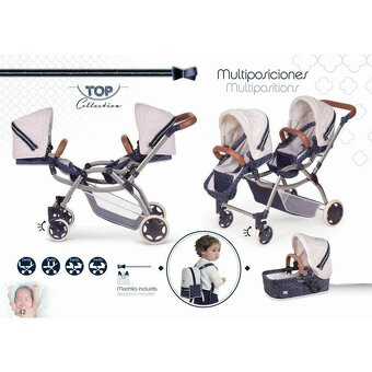 DeCuevas 80337 Skládací kočárek pro dvojčata panenky 3 v 1 - 3