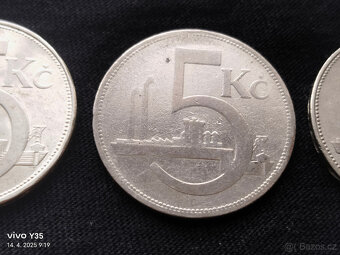 3x 5 kč 1928, 29, 38 Československo - 3