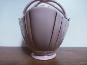 košík z růžového porcelánu 14 karát. zlato - 3