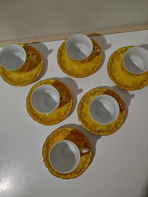 Retro hrníčky s podšálky porcelánová sada značeno - 3