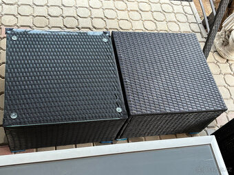 Zahradní polyratanová sedačka + taburety - 3