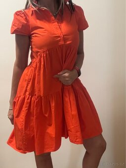 Ohnivé plátěné šaty - XS/S/M - 3