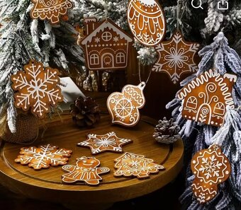 Drevene ozdoby na stromecek pernicek 24ks - 3