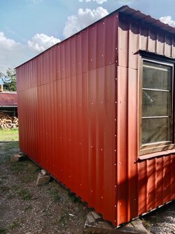Stavební Buňka, Zahradní domek, 5x2.5m červená - 3