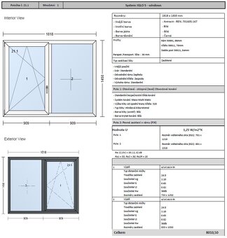 Okno 1818x1450 mm, antracit, 2 ks - 3