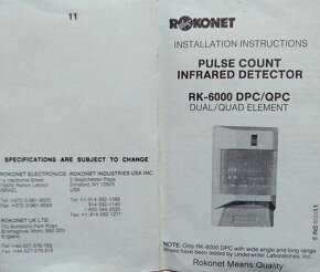 Infračervený detektor Rokonet RK 6000 - 3