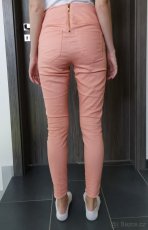 Dámské meruňkové skinny kalhoty s vysokým pasem vel. S - 3