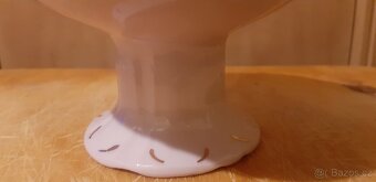 Miska na nožce z růžového porcelánu a 14 K zlata - 3
