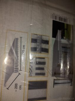 Zahradní markýza 300x200cm, LED osvětlením - šedobílá pruhov - 3