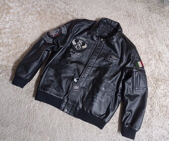 NOVÁ letecká kožená bunda s nášivkami - XXL - 3