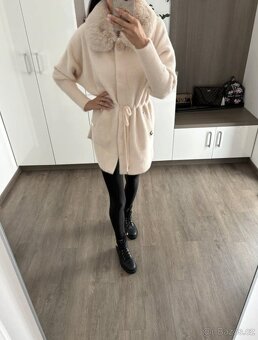 Luxusní kabátek alpaka - světle růžový - 3