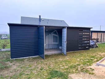 Zahradní domek 6x2m + přístřešek 1,5m - Dvoukřídlá vrata - 3