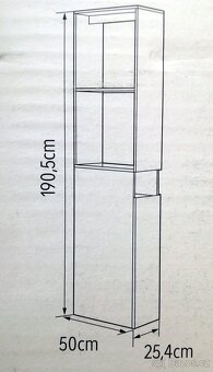 Regál s dvířky a 2 přihrádkami 25,4 x 50 x 190,5 cm nový - 3