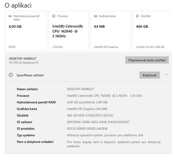 HP 250 G3,CPU N2840,WIN 10,HDD 500GB,RAM 4GB,displej 15.6 pa - 3