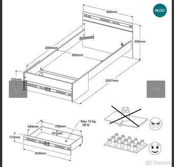 Dětská postel s Čelním šuplíkem+noční stolek Fabric - 3