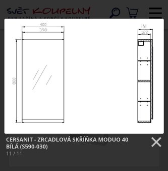 ZRCADLOVÁ SKŘÍŇKA  CERSANIT 40x80, 2ks, NOVÉ - 3