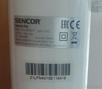 Prodám stojanový ventilátor Sencor SFN 4010WH - průměr lopat - 3