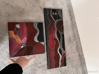 Ručně malované abstraktní obrazy – sada dvou - 3