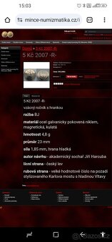 Vzácná česká 5 koruna 2007 - 3